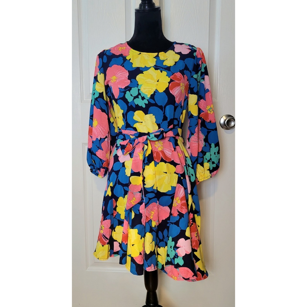 Sugarlips Floral Long Sleeve Belted Dress Size M